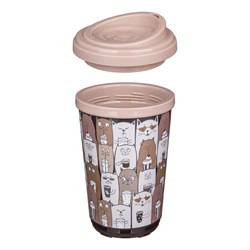 Термостакан с декором Кошки 400мл темно-бежевый 4332333325 - фото 134815