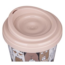 Термостакан с декором Кошки 400мл темно-бежевый 4332333325 - фото 134816