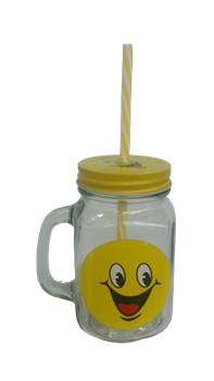 Кружка ОЛИМПИК Смайлик 450мл с соломинкой и крышкой 190066 - фото 134981