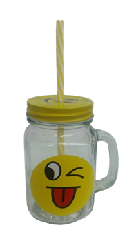 Кружка ОЛИМПИК Смайлик 450мл с соломинкой и крышкой 190066 - фото 134982