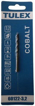 Сверло TULEX по металлу КОБАЛЬТ HSSE-Co(8%), сталь М42, DIN338, 65-HRS, 3,2мм (1шт/уп) 60122-3,2 - фото 135574