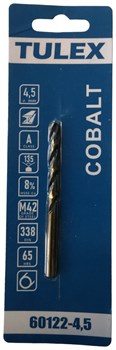 Сверло TULEX по металлу КОБАЛЬТ HSSE-Co(8%), сталь М42, DIN338, 65-HRS, 4,5мм (1шт/уп) 60122-4,5 - фото 135577