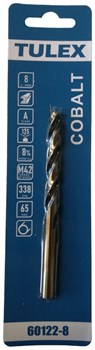 Сверло TULEX по металлу КОБАЛЬТ HSSE-Co(8%), сталь М42, DIN338, 65-HRS, 8мм (1шт/уп) 60122-8 - фото 135579