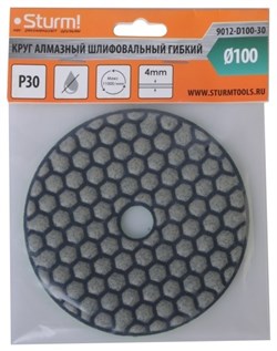 Круг алмазный STURM гибкий, шлифовальный 100мм, P30, сухое шлифование 1шт 9012-D100-30 - фото 135894