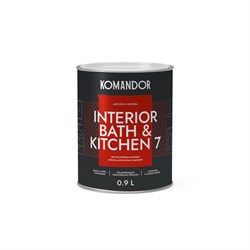 Краска полиакриловая матовая KOMANDOR INTERIOR BATH&KITCHEN 7 база А 0,9л TAL-83 - фото 136839