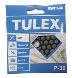 Круг TULEX алмазный гибкий шлифовальный, на велкро основе, сухое шлифование 100мм, P30 851011-30 - фото 136984
