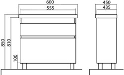 Тумба для ванной комнаты ELIT 60 напольная, с умывальником, мокко - фото 138202