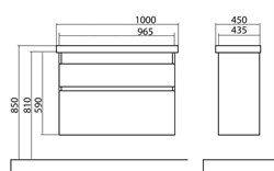Тумба для ванной комнаты ELIT 100 с умывальником графит (консольная) - фото 138267