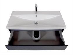 Тумба для ванной комнаты ELIT 100 с умывальником графит (консольная) - фото 138272