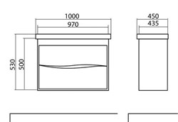 Тумба для ванной комнаты АЛЬФА 100 консольная с умывальником - фото 138312