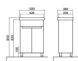Тумба для ванной комнаты ОМЕГА 50 с умывальником белый - фото 138325