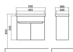 Тумба для ванной комнаты ОМЕГА 50(В) консольная с умывальником - фото 138331