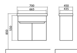 Тумба для ванной комнаты ОМЕГА 70 консольная с умывальником белая - фото 138353