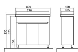 Тумба для ванной комнаты ОМЕГА 80 с умывальником белый - фото 138359