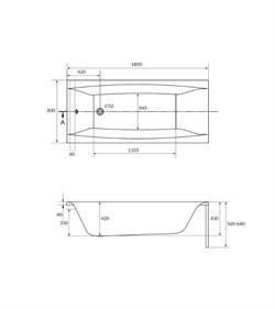 Ванна прямоугольная VIRGO 180x80 без ножек белая 61549 - фото 138410