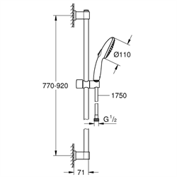Душевой гарнитур GROHE Vitalio Start 110 штанга 900мм, 2 режима струи, 9,5л/мин, хром 26954001 - фото 138450