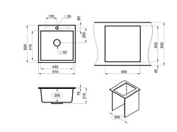 Мойка GRANULA кварц шварц (черный металлик) GR-5102 - фото 138615