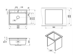 Мойка GRANULA KITCHEN SPACE кварц шварц (черный металлик) KS-6003 - фото 138627