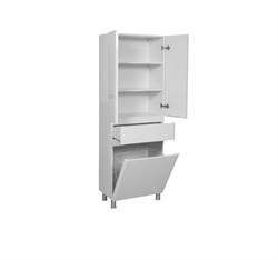 Пенал для ванной комнаты АКЦЕНТ 60 белый с корзиной для белья - фото 138843