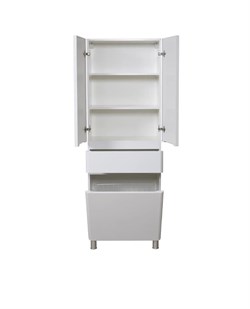 Пенал для ванной комнаты АКЦЕНТ 60 белый с корзиной для белья - фото 138844