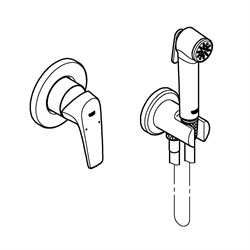 Набор GROHE BauFlow гигиенический: встроенный смеситель+лейка+шланг 29328000 - фото 138847