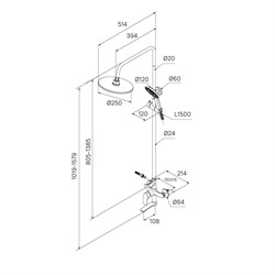Смеситель MILARDO RORA для ванны, с верхним душем, черный матовый RORBL4FM06 - фото 139084
