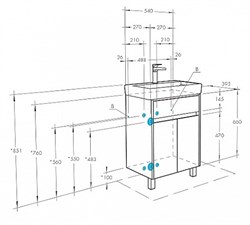 Тумба для ванной комнаты АКВАТОН Верди 60 H белый/ясень фабрик - фото 139251