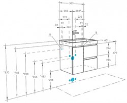 Тумба для ванной комнаты АКВАТОН Рене 60 белый/грецкий орех - фото 139253