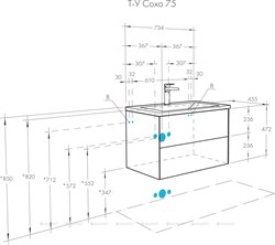 Тумба для ванной комнаты АКВАТОН Сохо 75 слэйт\галька серая 1A258101AJ9A0 - фото 139291