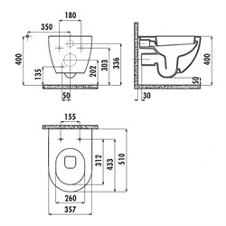 Унитаз подвесной CREAVIT черный матовый FE320-11SM00E-0000 FREE - фото 139604
