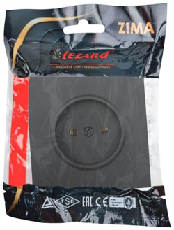 Розетка LEZARD ZIMA б/з, ПБТ, зажим, черный бархат 704-4288-121BQC - фото 140402