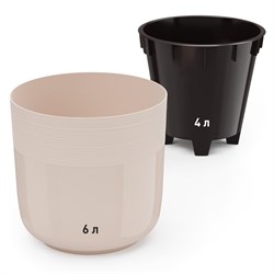 Горшок цветочный ЛИНЕЛЬ 6л двойной, бежевый М8705 - фото 140436