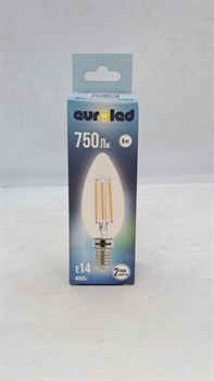 Лампа светодиодная EUROLED C37 6W 4000K E14 прозрачная E-C37-6W-4K-E14-F - фото 140546