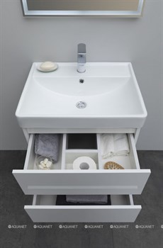Тумба подвесная AQUANET Вега 60 2 ящика, белая 308318 - фото 140588