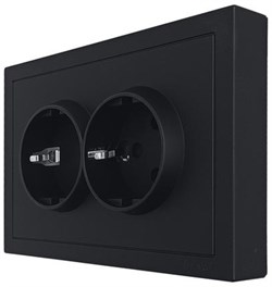 Розетка LEZARD ZIMA 2-я б/з, зажим, черный бархат 704-4200-128BQC - фото 140795