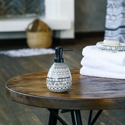 Дозатор для жидкого мыла MOROSHKA Nomads 8,8х8,8х17см, белый-серый 915-308-02 - фото 140844