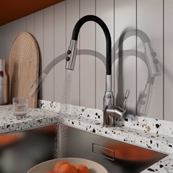 Смеситель MILARDO MEAL для кухни с гибким изливом и душевой насадкой, глянцевый хром M01SB2FM05 - фото 140863