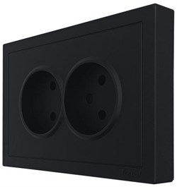 Розетка LEZARD ZIMA 2-я с/з, зажим, черный бархат 704-4200-127BQC - фото 141025