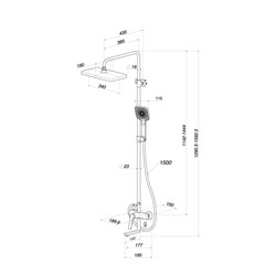Душевая система IDDIS Parker с тропическим душем и изливом, матовый черный PARBL3Fi06 - фото 141258