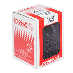 Саморезы СТРОЙБАТ гипсокартон-дерево 3,8х65 (250 шт) 62380 - фото 142831