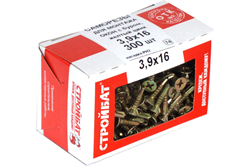 Саморезы СТРОЙБАТ для монт.окон с буром 3,9x16 (желтый цинк 300 шт) 275470 - фото 142843