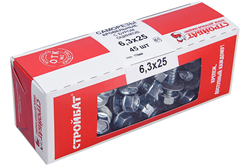 Саморезы СТРОЙБАТ кровельные с буром 6,3x25 (белый цинк 45 шт) 293690 - фото 142854