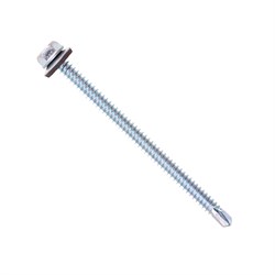 Саморезы СТРОЙБАТ кровельные с буром 6,3x102 (белый цинк 20 шт)304770 - фото 142856