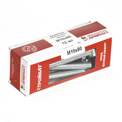 Болт СТРОЙБАТ DIN 933 М10 x 80 (белый цинк 12 шт) 272521 - фото 142926