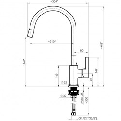 Смеситель RUBINETA Flexy-33 (GD) для кухни FL300GD8 - фото 142953
