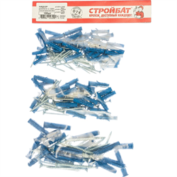 Набор полипропелен СТРОЙБАТ дюбелей с саморезами (100 шт) 20443 - фото 143049