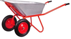 Тачка садово-строительная ЭКСПЕРТ 2-хколесная,усиленная,красное,пневматическое колесо 120кг 80л 2002 - фото 143603