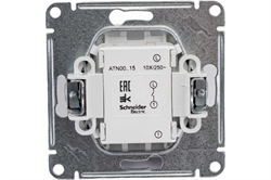 Выключатель ATLASDESIGN 1-клав, с самовозвратным механизмом, белый ATN000115 - фото 143711