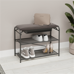 Подставка для обуви ГРАНАДА 23В с сиденьем и ящиком, нубук, черный ПДОГ23ВНБК Ч - фото 143843