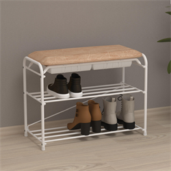 Подставка для обуви АЛЬФА 23 с сиденьем, с ящиком, белая ПДОаСя 23Б - фото 143863